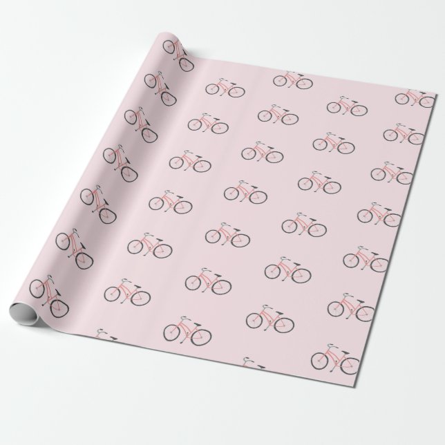 Sweet-pink-Fahrräder auf Pastellblütenpapier Geschenkpapier (Ungerollt)