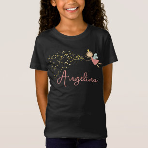 Sweet Pink Fairy Princess & Stars Whimsical Girl's T-Shirt