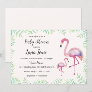Sweet Pink Flamingo Girl Kinderdusche Einladung