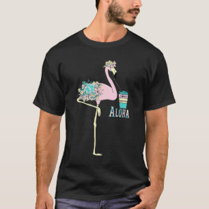 Sweet Pink Flamingo tropische Blume für Damen und  T-Shirt
