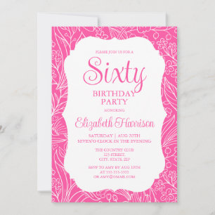 Sweet Pink Flora Frau 60. Geburtstagsparty Einladung