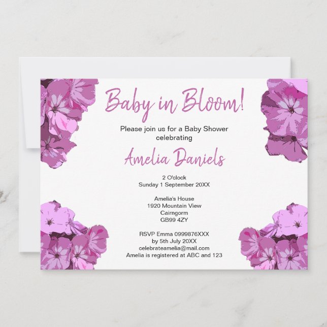 Sweet Pink Floral Baby Shower Invitation Einladung (Vorderseite)