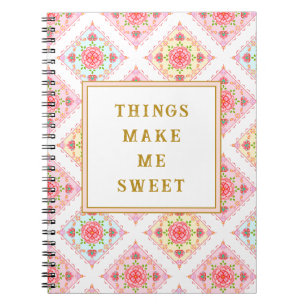 Sweet Pink floral Diamond Muster Notizblock