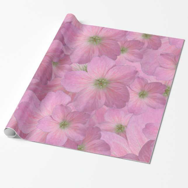 Sweet Pink Garden Blume Muster Geschenkpapier (Ungerollt)