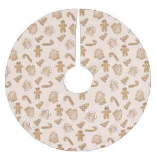 Sweet Pink Gingerbrot Weihnachtsmuster Polyester Weihnachtsbaumdecke