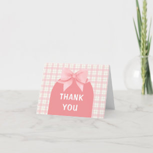 Sweet Pink Gingham Kariert Arch Bow Baby Dusche Dankeskarte
