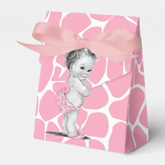 Sweet Pink Giraffe Baby Dusche Gefälligkeitsboxen Geschenkschachtel (Vorderseite)