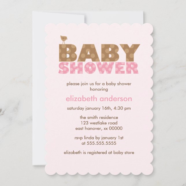 Sweet Pink Girl Baby Dusche Einladung (Vorderseite)