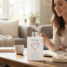 Sweet Pink Heart Baby Shower Announcement Einladung