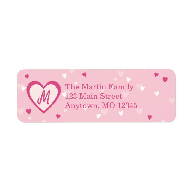 Sweet Pink Hearts Valentine Return Address (Vorne)