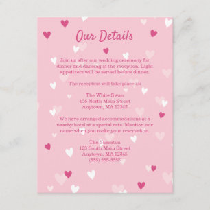 Sweet Pink Hearts Valentine Wedding Begleitkarte