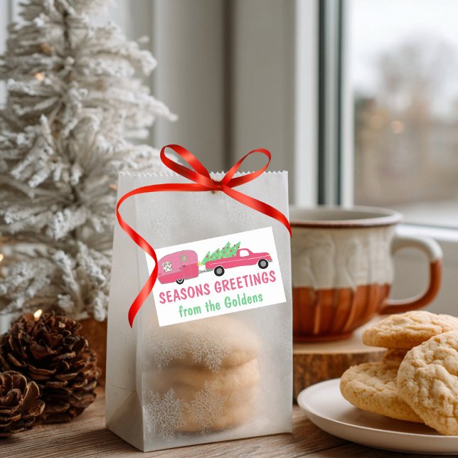 Sweet Pink Holiday Truck RV Camper Weihnachtsgesch Rechteckiger Aufkleber (Sweet Pink Holiday Truck RV Camper Christmas Gift Rectangular Sticker
)