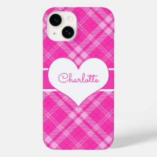 Sweet Pink Kariert n Heart Monogram Case-Mate iPhone Hülle