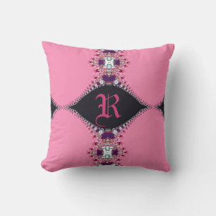 Sweet Pink Lacy Design Monogram Kissen