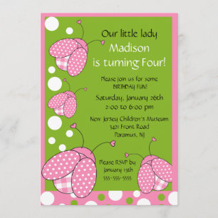 Sweet Pink Ladybug Zum Geburtstag Einladung
