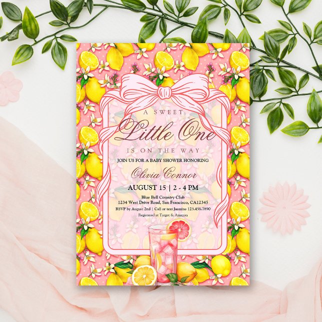 Sweet Pink Lemonade Citrus Baby Shower Invitation Einladung (Von Creator hochgeladen)