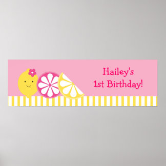 Sweet Pink Lemonade Geburtstagsbannerzeichen Poster