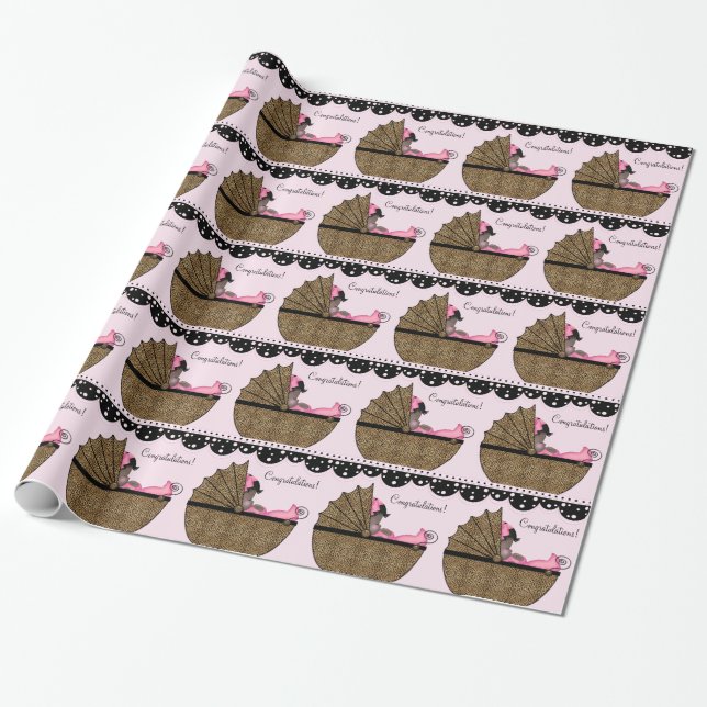 Sweet Pink Leopard Baby Dusche Geschenkpapier (Ungerollt)