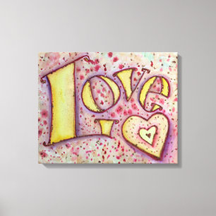 Sweet Pink Liebe Word Artwork Leinwand Malerei