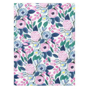 Sweet Pink Navy Blume Aquarellmuster Tischdecke