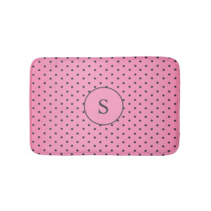 Sweet Pink Polka Dots Mit Monogramm Bath Mat Badematte