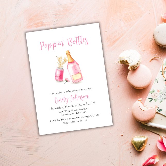 Sweet Pink Poppin Flaschen Champagne Baby Dusche Einladung (Sweet Pink Poppin Bottles Champagne Baby Shower Invitation)
