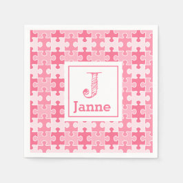 Sweet Pink Puzzles Monogram Birthday Serviette