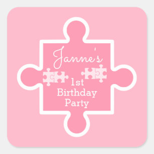 Sweet Pink Puzzles Piece Quadratischer Aufkleber