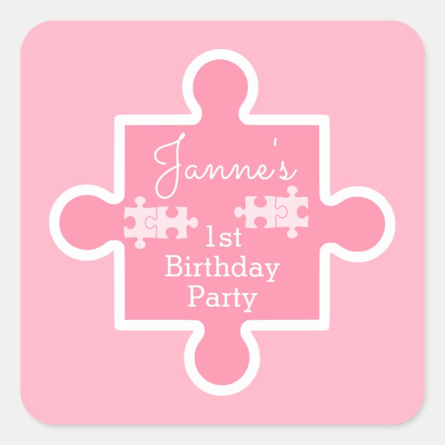 Sweet Pink Puzzles Piece Quadratischer Aufkleber (Vorderseite)