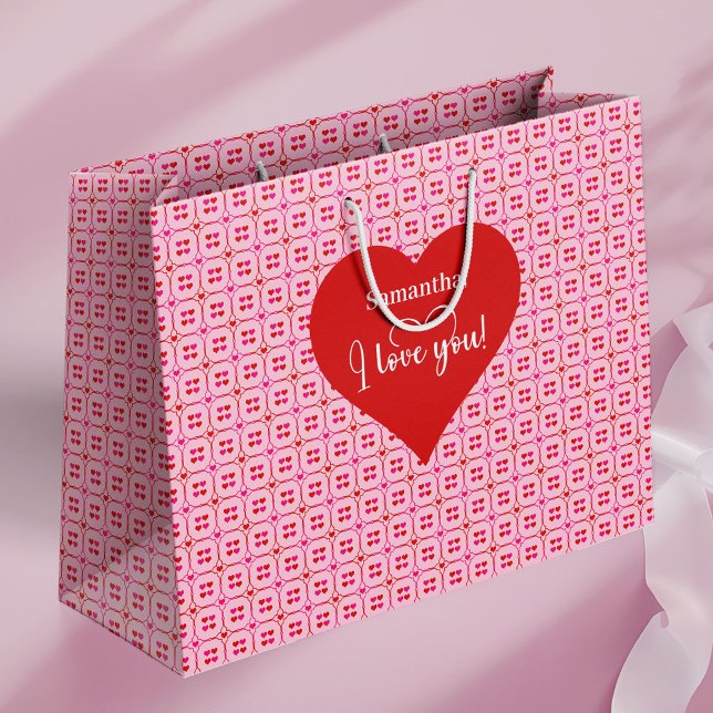 Sweet Pink Red Hearts I Love You Gift Bag Große Geschenktüte (Sweet Pink Red Hearts I Love You Gift Bag)