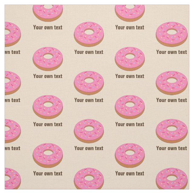 Sweet Pink Ring Donut auf Beige - Ihr Text Stoff (Muster)