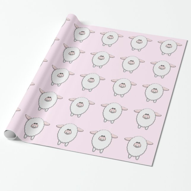 Sweet Pink Sheep Baby Dusche Geschenkpapier (Ungerollt)