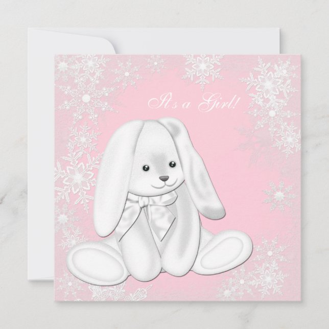 Sweet Pink Snowflake Winter Wonderland Baby Dusche Einladung (Vorderseite)