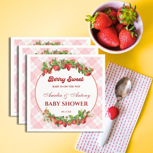 Sweet Pink Strawberry Baby Dusche Serviette (Von Creator hochgeladen)