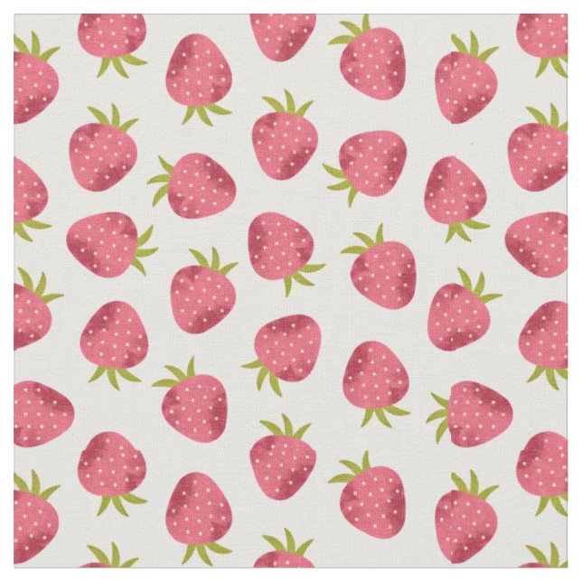 Sweet Pink Strawberry Nahtloses Muster Stoff (Nahaufnahme)