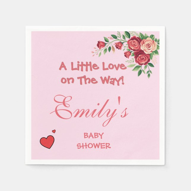 Sweet Pink Teddy Bear Baby Shower  Serviette (Vorderseite)