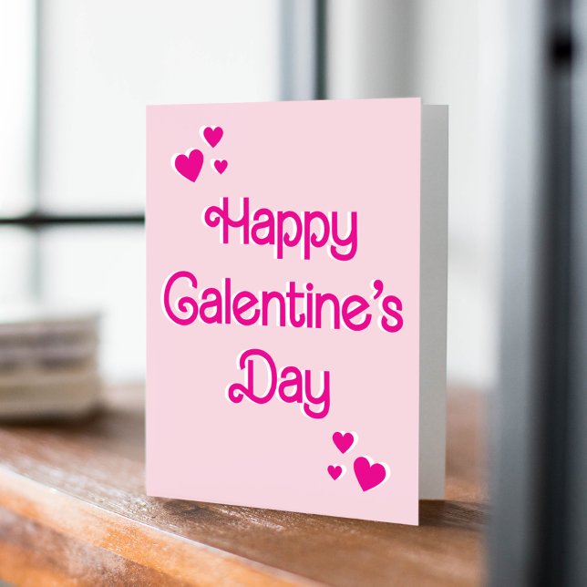 Sweet Pink Typografy Galentine's Day Valentine Karte (Von Creator hochgeladen)