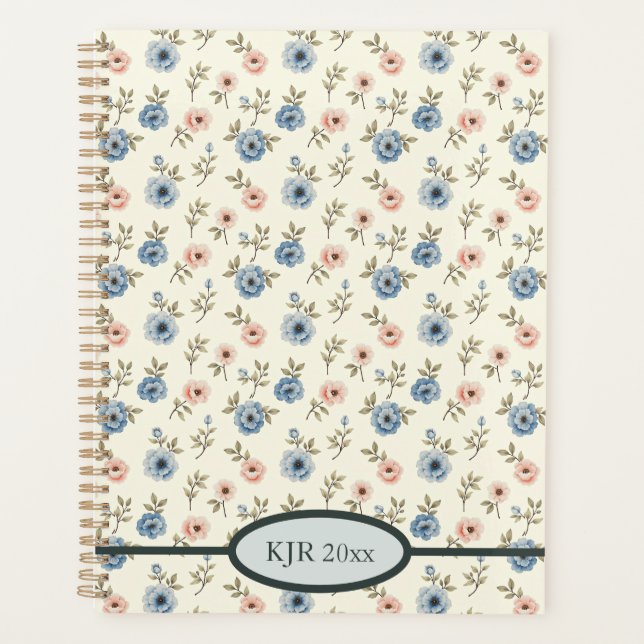 Sweet Pink und Blue Floral Planer (Vorderseite)