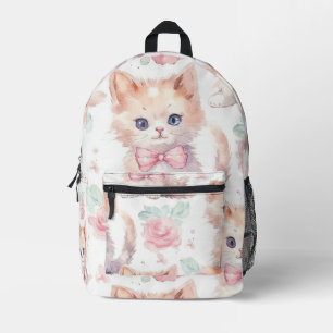 Sweet Pink und White Baby Animal Print Bedruckter Rucksack