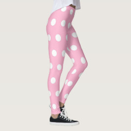 Sweet Pink und White Polka Dot Pattern Girly Niedl Leggings