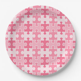 Sweet Pink und White Puzzle Stücke Pappteller