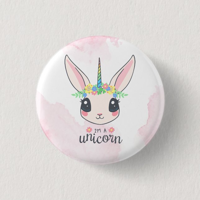 Sweet Pink Unicorn Button (Vorderseite)