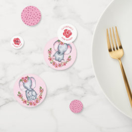 Sweet PInk Watercolor Elephant Girl Baby Shower Konfetti