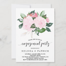 Sweet Pink Watercolor Rose Engagement Party Einladung