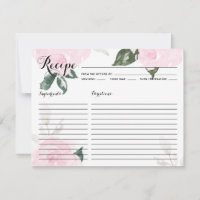 Sweet Pink Watercolor Rose Rezept Karte