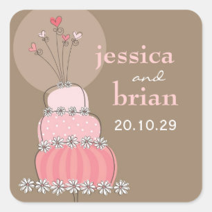 Sweet Pink Wedding Cake Daisis Danke Sticker