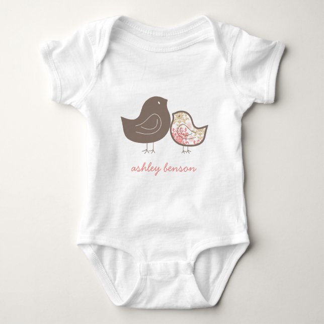 Sweet Pink Whimsical Damask Baby Chicks T - Shirt (Vorderseite)