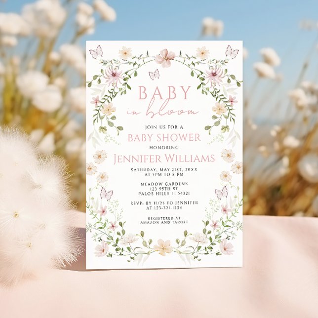 Sweet Pink Windblume Baby in Bloom Girl Shower Einladung (Von Creator hochgeladen)
