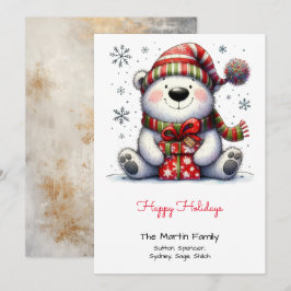 Sweet Polar Bear in einer Weihnachtsmannmütze Happ Feiertagskarte
