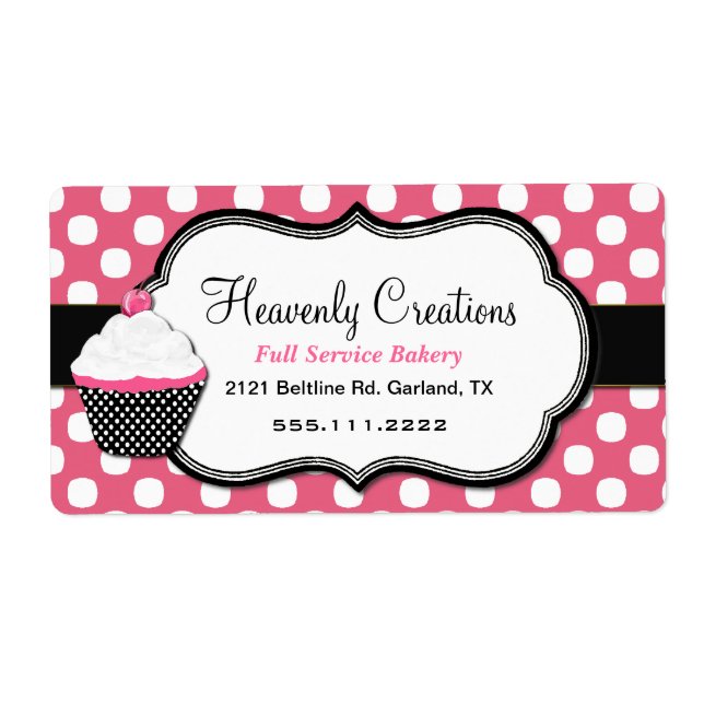 Sweet Polka Dot and Cupcake Bake Label (Vorne)